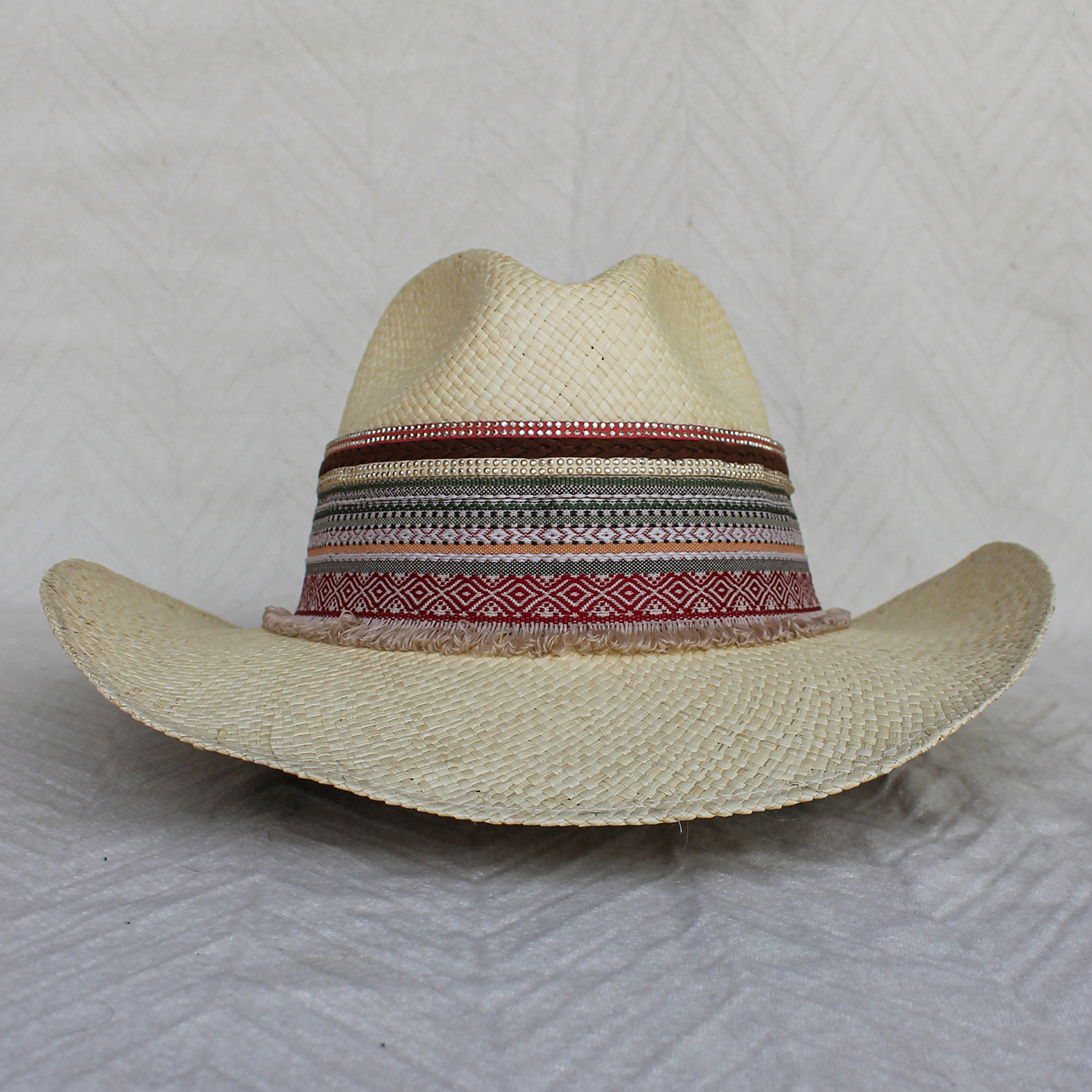 Sombrero Borsalino Color Natural con adorno Boho Travel Indi Flecos Sombrero Borsalino Color Natural con adorno Boho Travel Indi Flecos