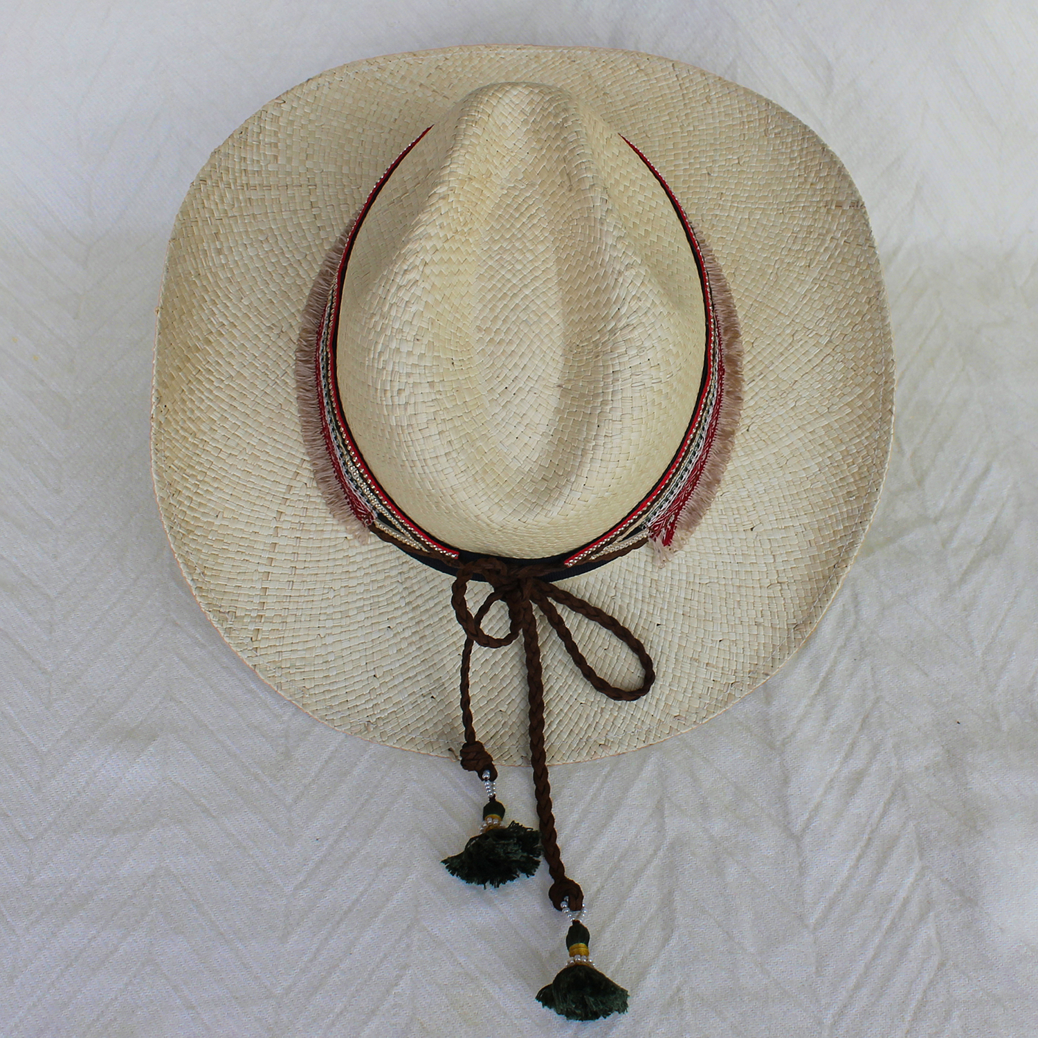 Sombrero Borsalino Color Natural con adorno Boho Travel Indi Flecos Sombrero Borsalino Color Natural con adorno Boho Travel Indi Flecos