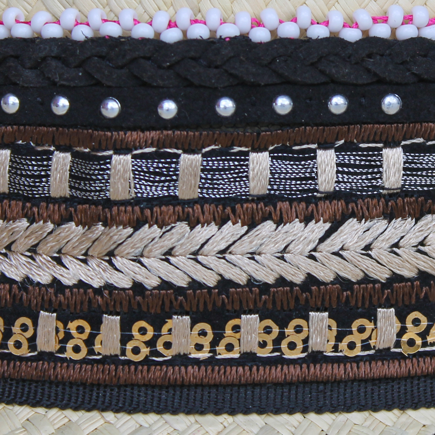 Sombrero Borsalino Color Natural con adorno Boho Travel Mostacilla Sombrero Borsalino Color Natural con adorno Boho Travel Mostacilla