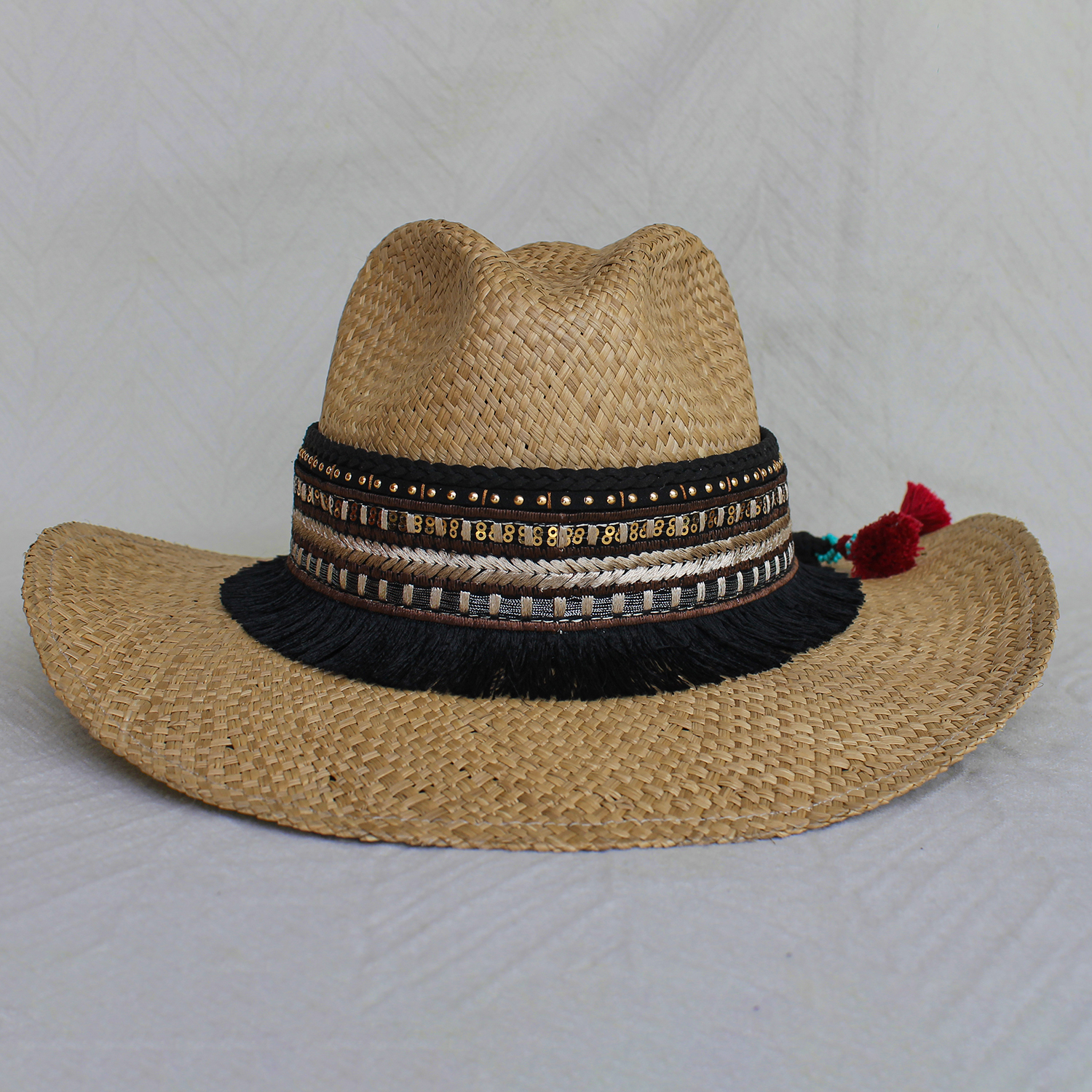 Sombrero Borsalino Color Cafe con adorno Boho Travel Rock Flecos Sombrero Borsalino Color Cafe con adorno Boho Travel Rock Flecos
