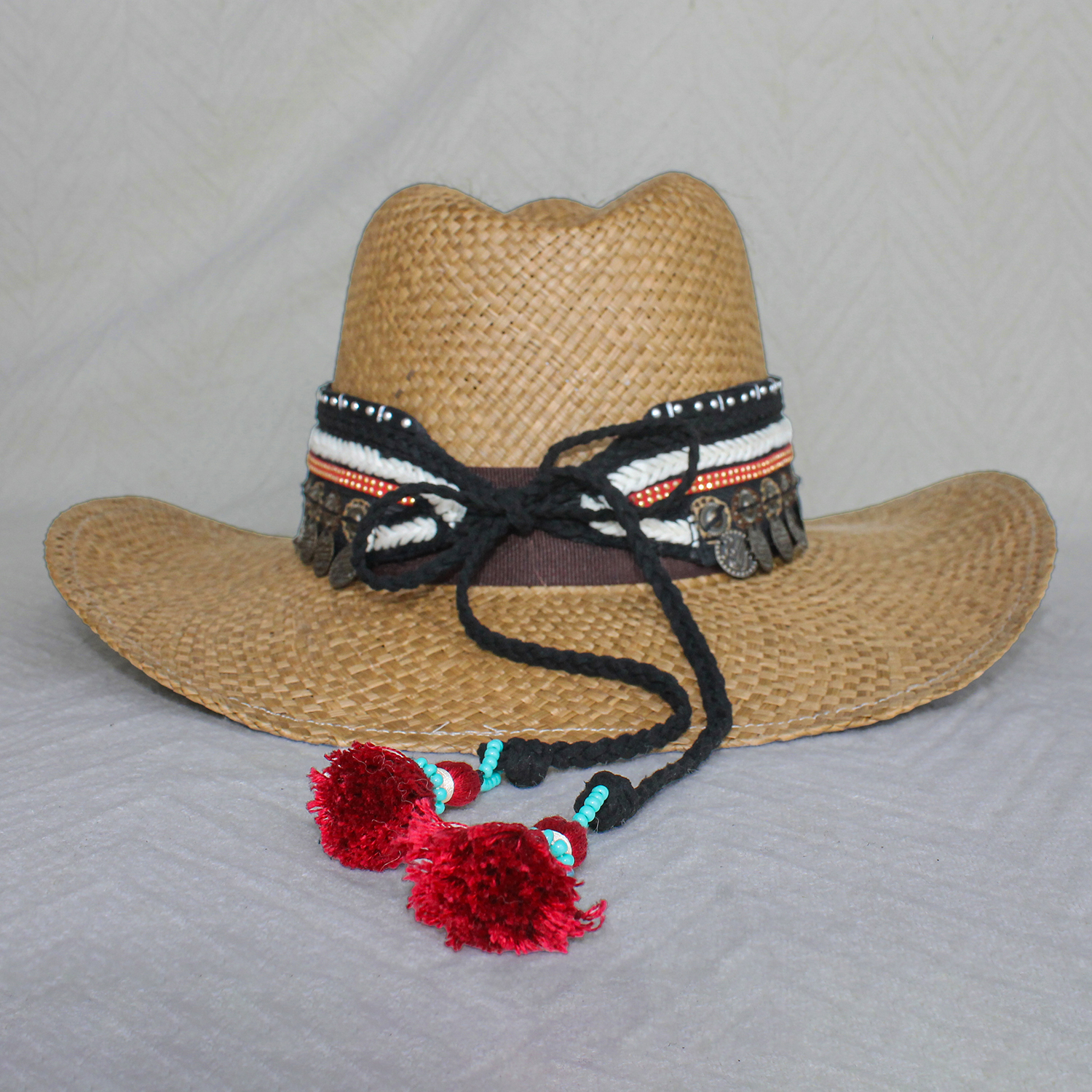 Sombrero Borsalino Color Cafe con adorno Boho Travel Coins Sombrero Borsalino Color Cafe con adorno Boho Travel Coins