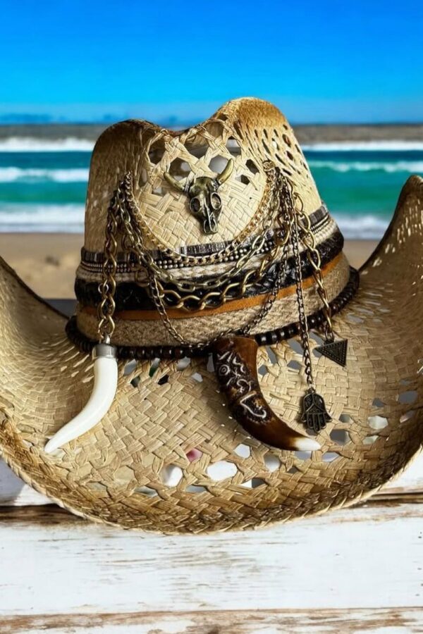 Sombreros Artesanales en Palma de Iraca | Milolita Colombia Sombrero calado cowboy texano color caramelo