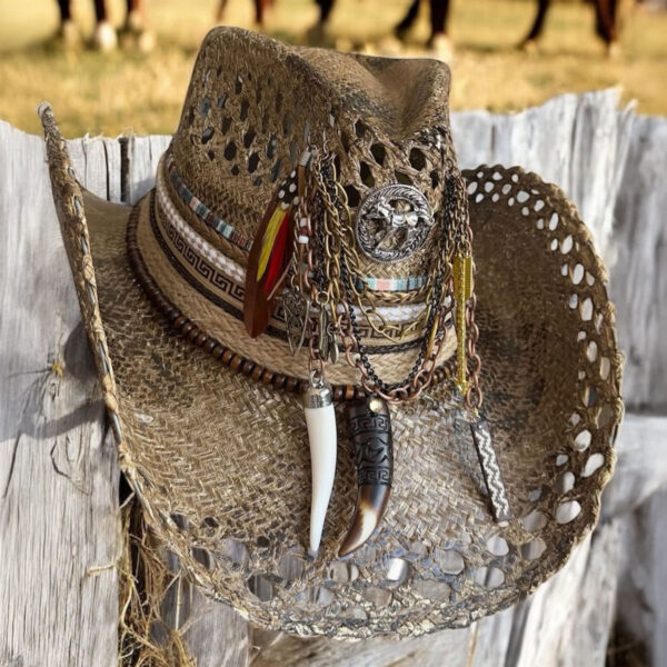 Sombrero Cowboy Calado Texano Cafe Vintage — Talla Sombrero: Talla 6 (59 cm)